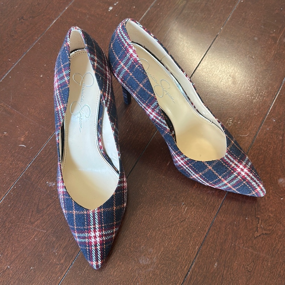 Jessica Simpson sz 10 plaid stiletto heels